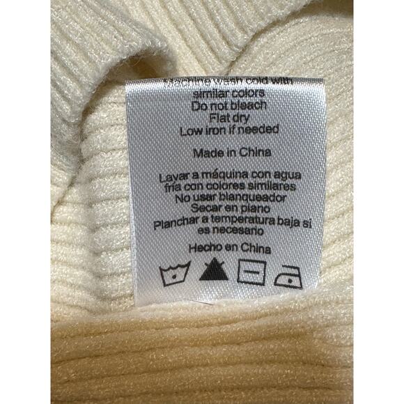 On Twelfth · Large · Ribbed Polka Dot Top · Sheer Sleeves · Square Neck · Cream - Picture 9 of 9